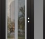 Modern Steel Front Door Diamond C14 48" x 80" black/black clear Glass Panel stainless steel LHI with Sidelite frosted Glass
