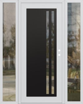 Diamond C6 60" x 80" white/white clear Glass Panel black LHI with 2 Sidelites clear Glass