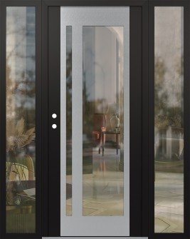 Diamond C15 60" x 80" black/black clear Glass Panel stainless steel RHI with 2 Sidelites clear Glass