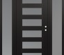 Modern Steel Front Door Diamond C9 68" x 80" black/white frosted Glass Panel black LHI with 2 Sidelites frosted Glass