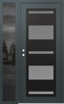 Diamond C10 50" x 80" anthracite/anthracite frosted Glass Panel black RHI with Sidelite mirrored Glass