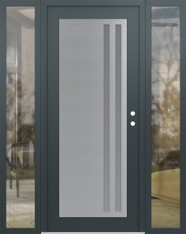 Diamond C6 60" x 80" anthracite/anthracite frosted Glass Panel stainless steel LHI with 2 Sidelites clear Glass