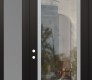 Modern Steel Front Door Diamond C1 50" x 96" black/black clear Glass Panel stainless steel RHI with Sidelite and Transom frosted Glass
