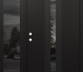 Modern Steel Front Door DIAMOND A5 48" X 80" BLACK/BLACK MIRRORED GLASS PANEL BLACK RHI WITH SIDELITE MIRRORED GLASS