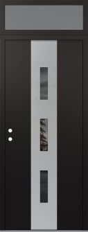 DIAMOND A7 36" X 96" BLACK/BLACK MIRRORED GLASS PANEL STAINLESS STEEL RHI WITH TRANSOM FROSTED GLASS