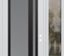 Modern Steel Front Door Diamond C15 48" x 96" white/white frosted Glass Panel black LHI with Sidelite and Transom clear Glass