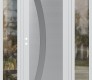 Modern Steel Front Door Diamond C4 64" x 80" white/white frosted Glass Panel stainless steel RHI with 2 Sidelites clear Glass