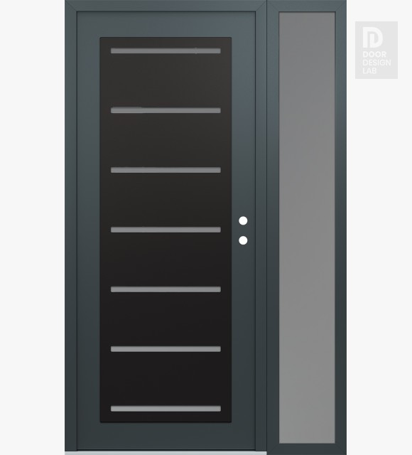 Modern Steel Front Door Diamond C11 50" x 80" anthracite/anthracite frosted Glass Panel black LHI with Sidelite frosted Glass