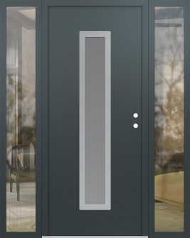 DIAMOND A11 64" X 80" ANTHRACITE/ANTHRACITE FROSTED GLASS PANEL STAINLESS STEEL LHI WITH 2 SIDELITES CLEAR GLASS