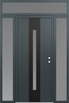 DIAMOND A2 60" X 96" ANTHRACITE/ANTHRACITE FROSTED GLASS PANEL BLACK LHI WITH 2 SIDELITES AND TRANSOM FROSTED GLASS