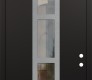 Modern Steel Front Door DIAMOND A10 36" X 96" BLACK/BLACK CLEAR GLASS PANEL STAINLESS STEEL LHI WITH TRANSOM FROSTED GLASS