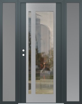 Diamond C15 64" x 80" anthracite/anthracite clear Glass Panel stainless steel RHI with 2 Sidelites frosted Glass