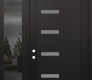 Modern Steel Front Door Diamond C8 52" x 96" black/white frosted Glass Panel black RHI with Sidelite and Transom mirrored Glass