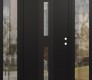 Modern Steel Front Door DIAMOND A6 68" X 80" BLACK/BLACK CLEAR GLASS PANEL BLACK LHI WITH 2 SIDELITES CLEAR GLASS