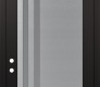 Modern Steel Front Door Diamond C6 36" x 96" black/white frosted Glass Panel stainless steel RHI with Transom frosted Glass