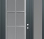 Modern Steel Front Door Diamond C16 48" x 96" anthracite/anthracite frosted Glass Panel stainless steel LHI with Sidelite and Transom frosted Glass