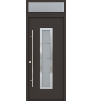 MODERN FRONT STEEL DOOR ARGOS BROWN/WHITE 37 7/16" X 95 11/16" RHI + TRANSOM