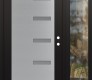 Modern Steel Front Door Diamond C8 48" x 80" black/white frosted Glass Panel stainless steel LHI with Sidelite clear Glass