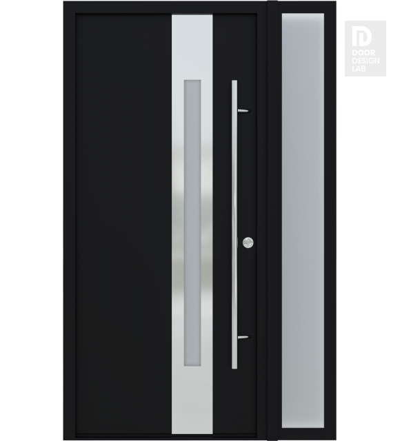 MODERN FRONT STEEL DOOR ZEPHYR BLACK/WHITE 49 1/4" X 81 11/16" LHI + SIDELITE RIGHT