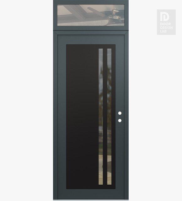 Modern Steel Front Door Diamond C6 36" x 96" anthracite/anthracite clear Glass Panel black LHI with Transom clear Glass