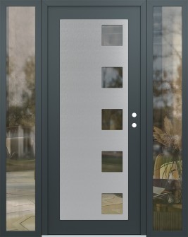 Diamond C5 68" x 80" anthracite/anthracite clear Glass Panel stainless steel LHI with 2 Sidelites clear Glass