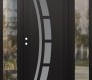 Modern Steel Front Door Diamond C12 68" x 80" black/white frosted Glass Panel black RHI with 2 Sidelites clear Glass