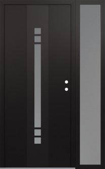 DIAMOND A4 52" X 80" BLACK/WHITE FROSTED GLASS PANEL BLACK LHI WITH SIDELITE FROSTED GLASS