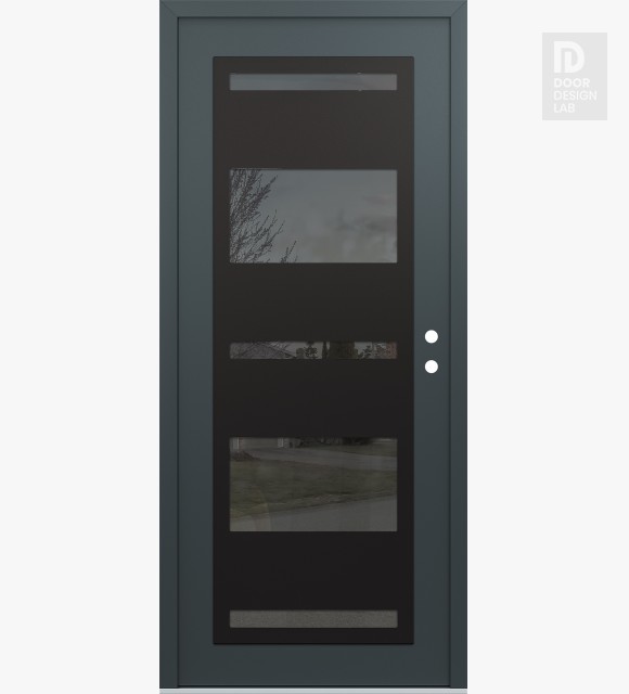 Modern Steel Front Door Diamond C10 36" x 80" anthracite/anthracite mirrored Glass Panel black LHI