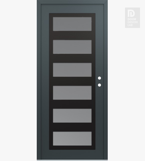 Modern Steel Front Door Diamond C9 36" x 80" anthracite/anthracite frosted Glass Panel black LHI