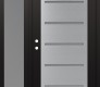 Modern Steel Front Door Diamond C11 48" x 80" black/white frosted Glass Panel stainless steel RHI with Sidelite frosted Glass