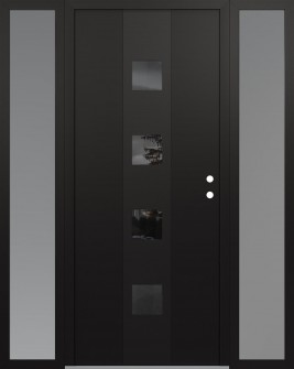DIAMOND A12 64" X 80" BLACK/BLACK MIRRORED GLASS PANEL BLACK LHI WITH 2 SIDELITES FROSTED GLASS