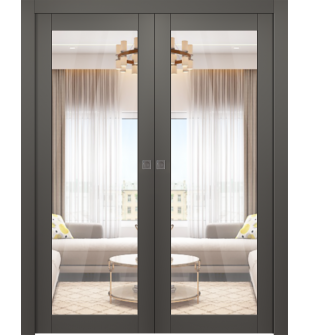 Avon 207 Clear Vetro Gray Matte Double pocket doors