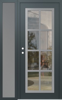 Diamond C16 48" x 80" anthracite/anthracite clear Glass Panel stainless steel RHI with Sidelite frosted Glass