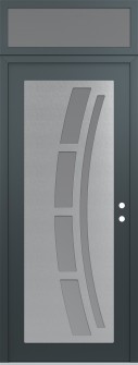 Diamond C12 36" x 96" anthracite/anthracite frosted Glass Panel stainless steel LHI with Transom frosted Glass