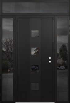 DIAMOND A12 60" X 96" BLACK/BLACK MIRRORED GLASS PANEL BLACK LHI WITH 2 SIDELITES AND TRANSOM MIRRORED GLASS