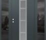 Modern Steel Front Door DIAMOND A10 60" X 80" ANTHRACITE/ANTHRACITE FROSTED GLASS PANEL STAINLESS STEEL RHI WITH 2 SIDELITES MIRRORED GLASS