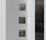 Modern Steel Front Door Diamond C5 50" x 80" white/white clear Glass Panel stainless steel LHI with Sidelite mirrored Glass