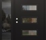 Modern Steel Front Door Diamond D1 52" x 80" black/black clear Glass Panel black RHI with Sidelite mirrored Glass
