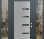 Modern Steel Front Door Diamond C8 64" x 96" anthracite/anthracite clear Glass Panel stainless steel LHI with 2 Sidelites and Transom clear Glass
