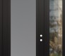 Modern Steel Front Door Diamond C1 48" x 96" black/white frosted Glass Panel black LHI with Sidelite and Transom clear Glass