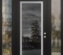 Modern Steel Front Door Diamond C1 64" x 96" black/black mirrored Glass Panel stainless steel LHI with 2 Sidelites and Transom clear Glass