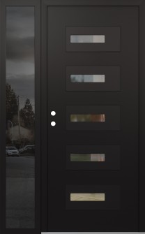 Diamond D6 52" x 80" black/black clear Glass Panel black RHI with Sidelite mirrored Glass