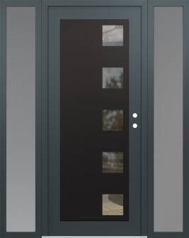 Diamond C5 64" x 80" anthracite/anthracite clear Glass Panel black LHI with 2 Sidelites frosted Glass