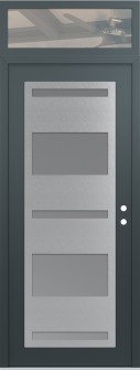 Diamond C10 36" x 96" anthracite/anthracite frosted Glass Panel stainless steel LHI with Transom clear Glass