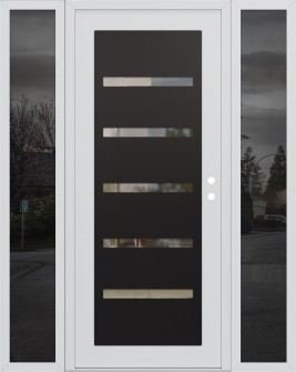 Diamond C7 64" x 80" white/white clear Glass Panel black LHI with 2 Sidelites mirrored Glass