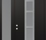 Modern Steel Front Door DIAMOND A10 50" X 96" BLACK/WHITE FROSTED GLASS PANEL STAINLESS STEEL RHI WITH SIDELITE AND TRANSOM FROSTED GLASS