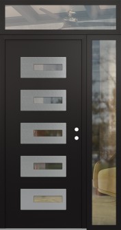 Diamond D6 48" x 96" black/black clear Glass Panel stainless steel LHI with Sidelite and Transom clear Glass