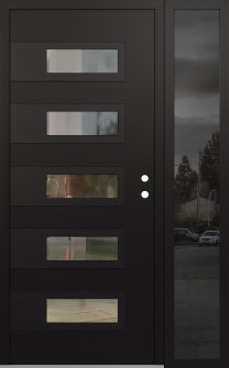 Diamond D3 48" x 80" black/black clear Glass Panel black LHI with Sidelite mirrored Glass