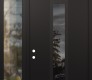 Modern Steel Front Door DIAMOND A1 50" X 96" BLACK/BLACK MIRRORED GLASS PANEL BLACK RHI WITH SIDELITE AND TRANSOM CLEAR GLASS