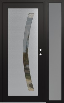 Diamond C4 50" x 80" black/black clear Glass Panel stainless steel LHI with Sidelite frosted Glass